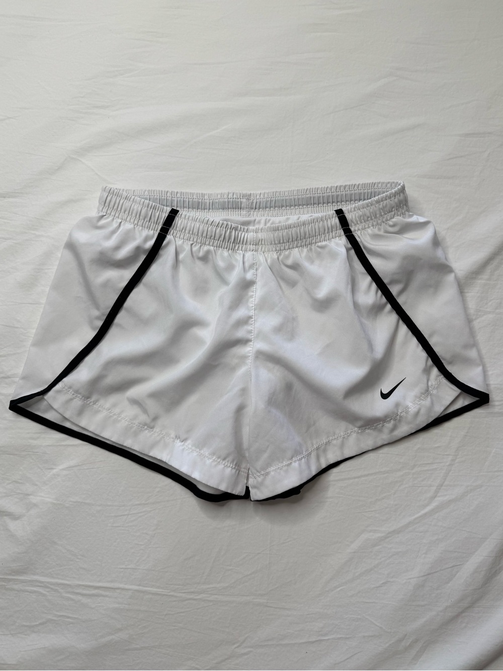 Nike - White Teen Girls Athletic Shorts with Black Trim